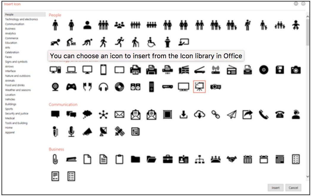 Icon examples in PowerPoint